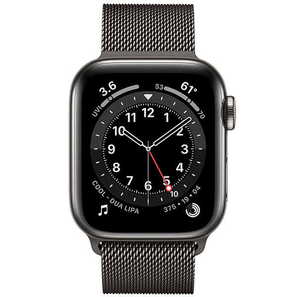عکس ساعت اپل سری 6 سلولار Apple Watch Series 6 Cellular Graphite Stainless Steel Case with Graphite Milanese Loop Band 40mm، عکس ساعت اپل سری 6 سلولار بدنه استیل خاکستری و بند استیل میلان خاکستری 40 میلیمتر