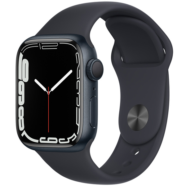 تصاویر ساعت اپل سری 7 جی پی اس بدنه آلومینیومی میدنایت و بند اسپرت میدنایت 41 میلیمتر، تصاویر Apple Watch Series 7 GPS Midnight Aluminum Case with Midnight Sport Band 41mm