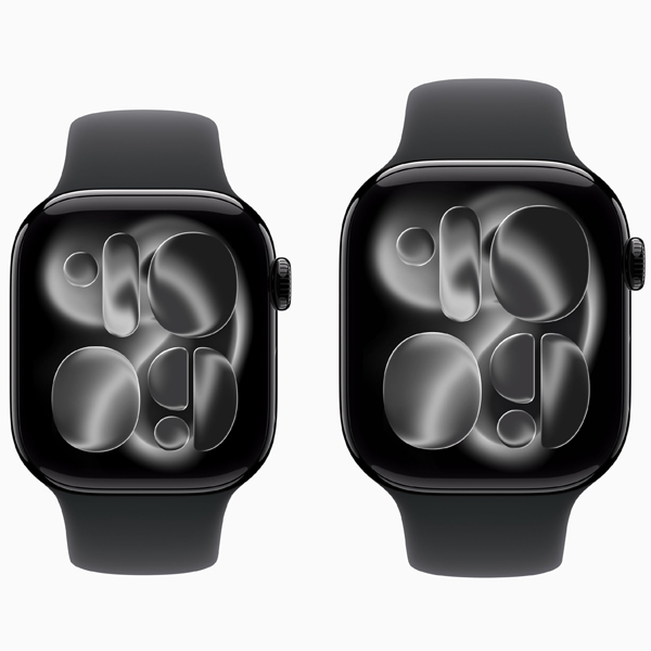 گالری ساعت اپل سری 11 Apple Watch Series 11 jet Black Aluminum Case with Black Sport Band 42mm، گالری ساعت اپل سری 11 مشکی و بند اسپرت مشکی 42 میلیمتر