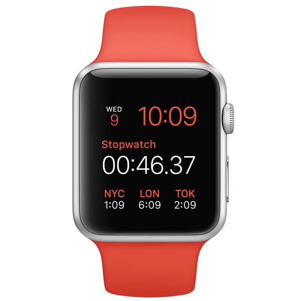 گالری ساعت اپل Apple Watch Watch Silver Aluminum Case With Orange Sport Band 42mm، گالری ساعت اپل بدنه آلومینیوم نقره ای بند اسپرت نارنجی 42 میلیمتر