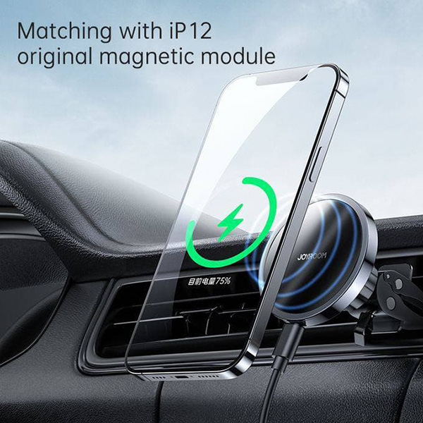 عکس Joyroom magnetic wireless car charge holder JR-ZS240، عکس پایه نگهدارنده و شارژر بی سیم گوشی موبایل جوی روم مدل JR-ZS240