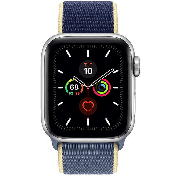 عکس ساعت اپل سری 5 جی پی اس Apple Watch Series 5 GPS Silver Aluminum Case with Alaskan Blue Sport Loop 44 mm، عکس ساعت اپل سری 5 جی پی اس بدنه آلومینیوم نقره ای و بند اسپرت لوپ 44 میلیمتر Alaskan Blue