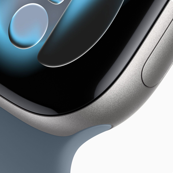 آلبوم ساعت اپل سری 11 Apple Watch Series 11 Space Gray Aluminum Case with Anchor Blue Sport Band 46mm، آلبوم ساعت اپل سری 11 خاکستری و بند اسپرت آبی 46 میلیمتر