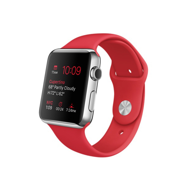 ویدیو ساعت اپل بدنه استیل بند اسپرت قرمز 42 میلیمتر، ویدیو Apple Watch Watch Stainless Steel Case with Red Sport Band 42mm