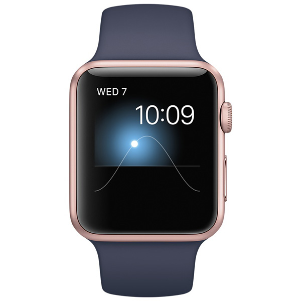 عکس ساعت اپل سری 1 Apple Watch Series 1 Rose Gold Aluminum Case Midnight Blue Sport Band 42mm، عکس ساعت اپل سری 1 بدنه آلومینیوم رز گلد و بند اسپرت سورمه ای 42 میلیمتر