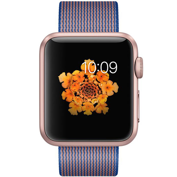 گالری ساعت اپل بدنه آلومینیوم رزگلد بند نایلونی آبی رویال 38 میلیمتر، گالری Apple Watch Watch Rose Gold Aluminum Case Royal Blue Woven Nylon 38mm