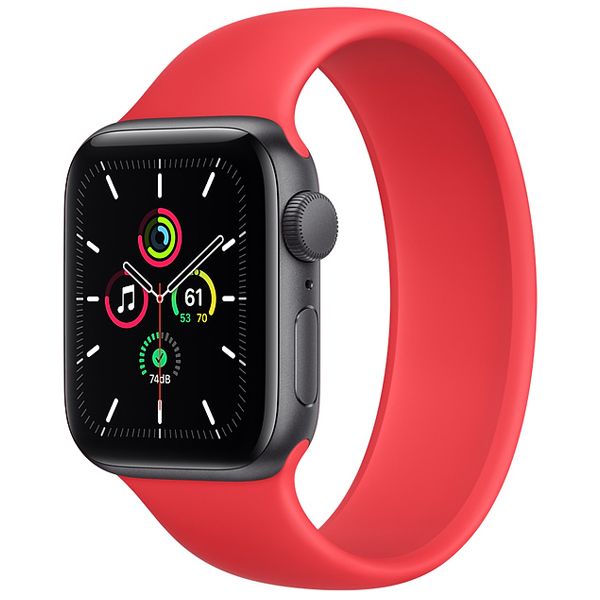 تصاویر ساعت اپل اس ای جی پی اس بدنه آلومینیم خاکستری و بند سولو لوپ قرمز، تصاویر Apple Watch SE GPS Space Gray Aluminum Case with Red Solo Loop