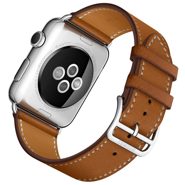 عکس ساعت اپل هرمس تک دور 42 میلیمتر بدنه استیل و بند چرمی فاو بارنیا، عکس Apple Watch Hermes Single Tour 42mm Brown Fauve Barenia Leather Band