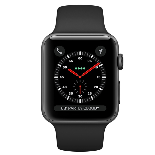 عکس ساعت اپل سری 3 سلولار Apple Watch Series 3 Cellular Space Gray Aluminum Case with Black Sport Band 38mm، عکس ساعت اپل سری 3 سلولار بدنه آلومینیومی خاکستری با بند مشکی اسپرت 38 میلیمتر