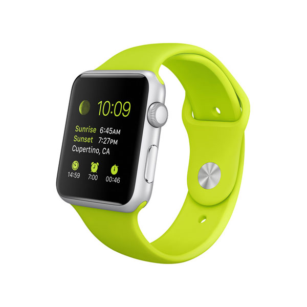 تصاویر ساعت اپل بدنه آلومینیوم نقره ای بند اسپرت سبز 42 میلیمتر، تصاویر Apple Watch Watch Silver Aluminum Case Green Sport Band 42mm