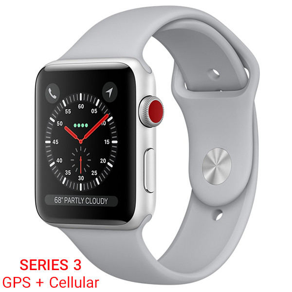 تصاویر ساعت اپل سری 3 سلولار بدنه آلومینیومی نقره ای با بند طوسی اسپرت 38 میلیمتر، تصاویر Apple Watch Series 3 Cellular Silver Aluminum Case with Fog Sport Band 38mm