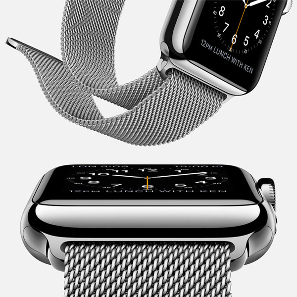 عکس ساعت اپل بدنه استیل بند میلان فلزی 42 میلیمتر، عکس Apple Watch Watch Stainless Steel Case with Milanese Loop Band 42mm