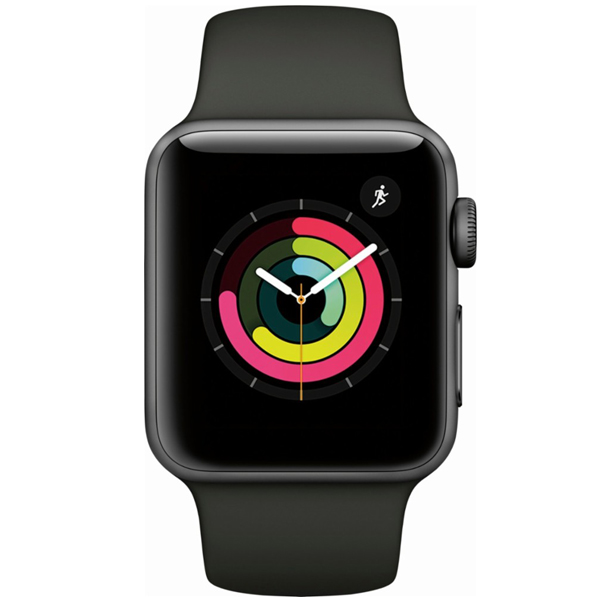 عکس ساعت اپل سری 3 جی پی اس Apple Watch Series 3 GPS Space Gray Aluminum Case with Gray Sport Band 38mm، عکس ساعت اپل سری 3 جی پی اس بدنه آلومینیومی خاکستری با بند خاکستری اسپرت 38 میلیمتر