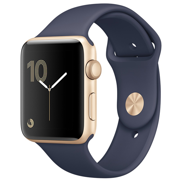تصاویر ساعت اپل سری 2 بدنه آلومینیوم طلایی و بند اسپرت سورمه ای 38 میلیمتر، تصاویر Apple Watch Series 2 Gold Aluminum Case with Midnight Blue Sport Band 38 mm