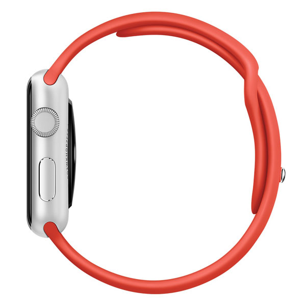 عکس ساعت اپل بدنه آلومینیوم نقره ای بند اسپرت نارنجی 38 میلیمتر، عکس Apple Watch Watch Silver Aluminum Case With Orange Sport Band 38 mm