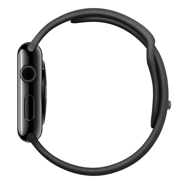 عکس ساعت اپل بدنه استیل مشکی بند اسپرت مشکی 42 میلیمتر، عکس Apple Watch Watch Black Stainless Steel Case with Black Sport Band 42mm