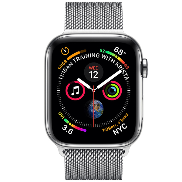 عکس ساعت اپل سری 4 سلولار بدنه استیل و بند میلان 44 میلیمتر، عکس Apple Watch Series 4 Cellular Stainless Steel Case with Milanese Loop 44mm