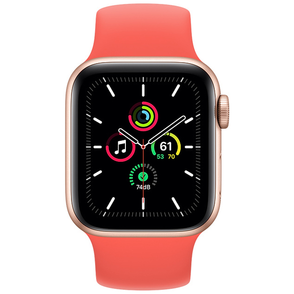 عکس ساعت اپل اس ای جی پی اس بدنه آلومینیم طلایی و بند سولو لوپ صورتی، عکس Apple Watch SE GPS Gold Aluminum Case with Pink Citrus Solo Loop