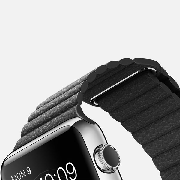 آلبوم ساعت اپل Apple Watch Watch Stainless Steel Case with Black Leather loop Band 42mm، آلبوم ساعت اپل بدنه استیل بند مشکی چرم لوپ 42 میلیمتر