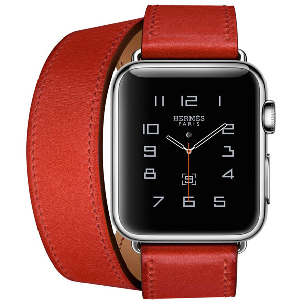 گالری ساعت اپل هرمس Apple Watch Hermes Double Tour 38 mm Red Capucine Leather Band، گالری ساعت اپل هرمس دو دور 38 میلیمتر بدنه استیل و بند چرمی قرمز