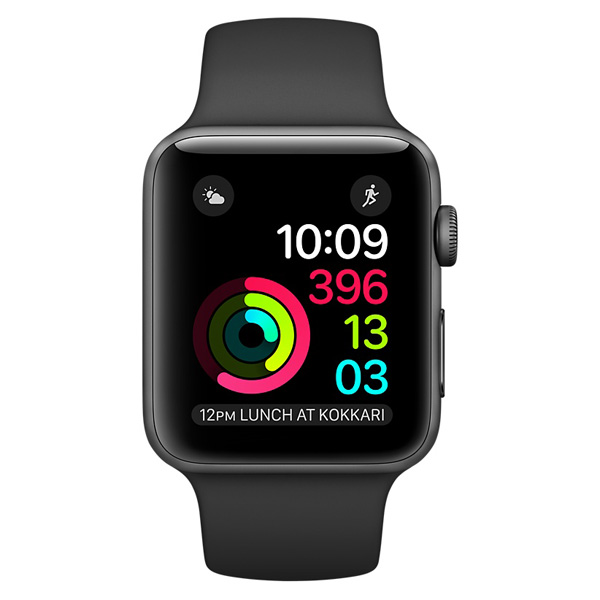 عکس ساعت اپل سری 2 Apple Watch Series 2 Space Gray Aluminum Case with Black Sport Band 38 mm، عکس ساعت اپل سری 2 بدنه آلومینیوم خاکستری و بند اسپرت مشکی 38 میلیمتر