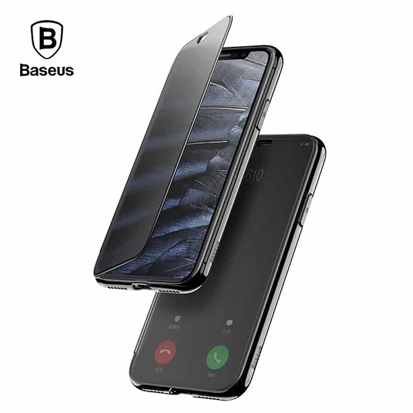 گالری قاب لمسی بیسوس دارای محافظ صفحه مناسب برای آیفون X و XS، گالری Baseus Flip Touchable Case For iPhone X Tempered Glass Cover