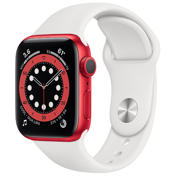 تصاویر ساعت اپل سری 6 جی پی اس بدنه آلومینیم قرمز و بند اسپرت سفید 44 میلیمتر، تصاویر Apple Watch Series 6 GPS RED Aluminum Case with White Sport Band 44mm