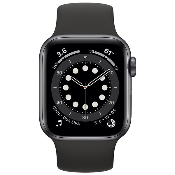 عکس ساعت اپل سری 6 جی پی اس Apple Watch Series 6 GPS Space Gray Aluminum Case with Black Solo Loop 44mm، عکس ساعت اپل سری 6 جی پی اس بدنه آلومینیم خاکستری و بند سولو لوپ مشکی 44 میلیمتر