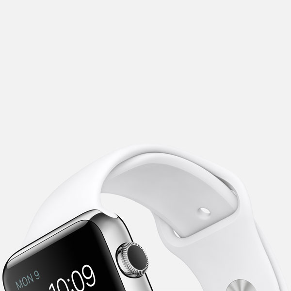 آلبوم ساعت اپل Apple Watch Watch Stainless Steel Case with White Sport Band 42mm، آلبوم ساعت اپل بدنه استیل بند اسپرت سفید 42 میلیمتر