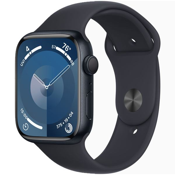 تصاویر ساعت اپل سری 9 بدنه آلومینیومی میدنایت و بند اسپرت میدنایت 45 میلیمتر، تصاویر Apple Watch Series 9 Midnight Aluminum Case with Midnight Sport Band 45mm