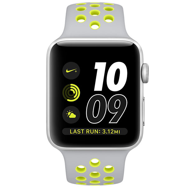 عکس ساعت اپل سری 2 نایکی پلاس Apple Watch Series 2 Nike+ Space Silver Aluminum Case Flat Silver/Volt Nike Sport Band 38mm، عکس ساعت اپل سری 2 نایکی پلاس بدنه آلومینیوم نقره ای بند اسپرت نایکی نقره ای 38 میلیمتر
