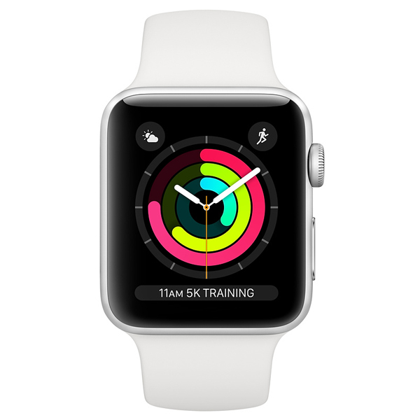 عکس ساعت اپل سری 3 جی پی اس Apple Watch Series 3 GPS Silver Aluminum Case with White Sport Band 38mm، عکس ساعت اپل سری 3 جی پی اس بدنه آلومینیومی نقره ای با بند سفید اسپرت 38 میلیمتر