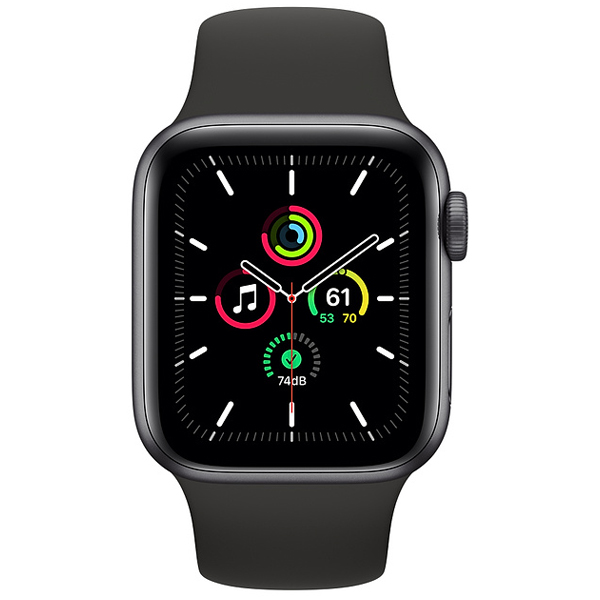عکس ساعت اپل اس ای جی پی اس Apple Watch SE GPS Space Gray Aluminum Case with Black Sport Band 44mm، عکس ساعت اپل اس ای جی پی اس بدنه آلومینیم خاکستری و بند اسپرت مشکی 44 میلیمتر