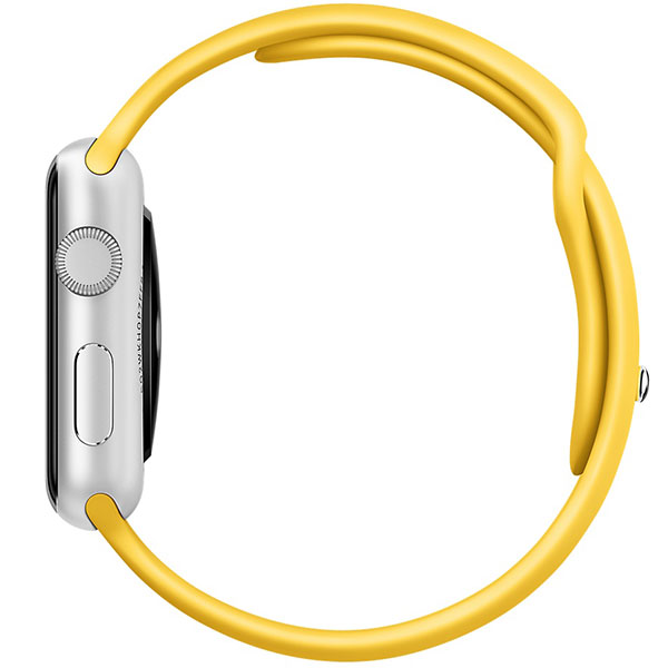 عکس ساعت اپل بدنه آلومینیوم نقره ای بند اسپرت زرد 38 میلیمتر، عکس Apple Watch Watch Silver Aluminum Case Yellow Sport Band 38mm