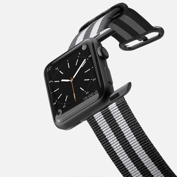 عکس بند اپل واچ نایلون مدل Woven Black Gray، عکس Apple Watch Band Woven Nylon Black Gray