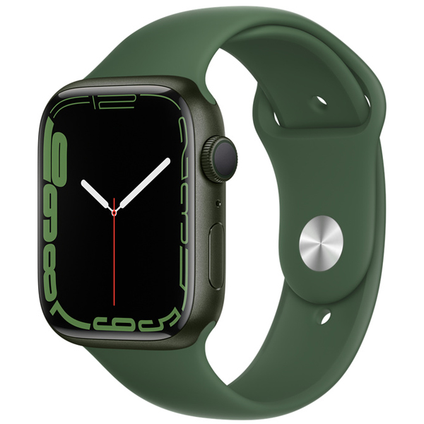 تصاویر ساعت اپل سری 7 جی پی اس بدنه آلومینیومی سبز و بند اسپرت سبز 45 میلیمتر، تصاویر Apple Watch Series 7 GPS Green Aluminum Case with Clover Sport Band 45mm
