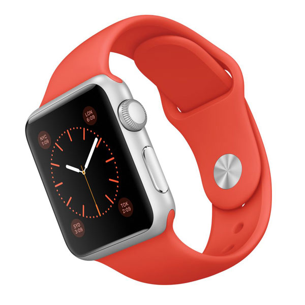 تصاویر ساعت اپل بدنه آلومینیوم نقره ای بند اسپرت نارنجی 38 میلیمتر، تصاویر Apple Watch Watch Silver Aluminum Case With Orange Sport Band 38 mm