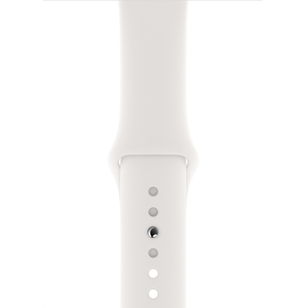 آلبوم ساعت اپل سری 4 جی پی اس بدنه آلومینیوم نقره ای و بند اسپرت سفید 44 میلیمتر، آلبوم Apple Watch Series 4 GPS Silver Aluminum Case with White Sport Band 44mm