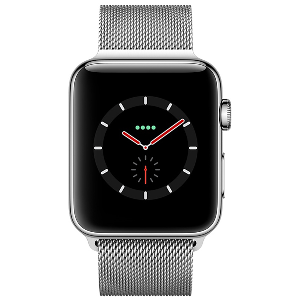 عکس ساعت اپل سری 3 سلولار بدنه استیل با بند استیل میلان 42 میلیمتر، عکس Apple Watch Series 3 Cellular Stainless Steel Case with Milanese Loop 42 mm