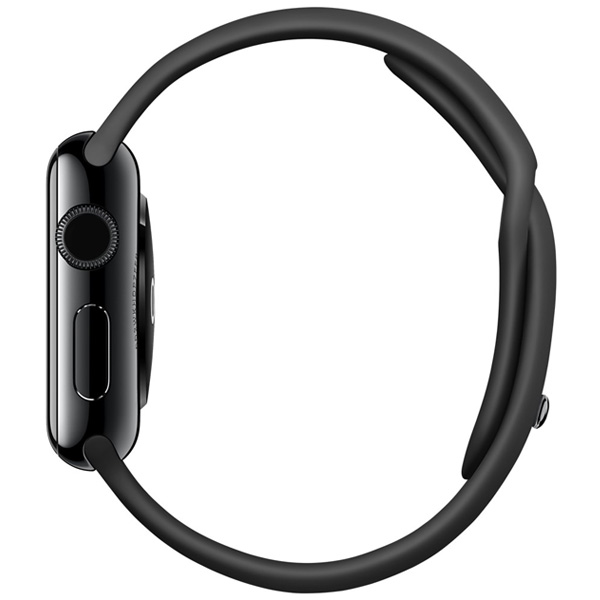 عکس ساعت اپل بدنه استیل مشکی بند اسپرت مشکی 38 میلیمتر، عکس Apple Watch Watch Black Stainless Steel Case with Black Sport Band 38mm