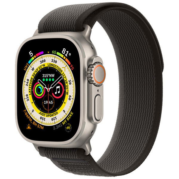 تصاویر ساعت اپل اولترا بدنه تیتانیوم و بند تریل مشکی و خاکستری، تصاویر Apple Watch Ultra Titanium Case with Black/Gray Trail Loop
