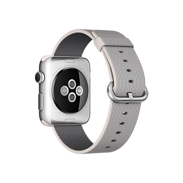 عکس ساعت اپل بدنه استیل بند نایلون صدفی 42 میلیمتر، عکس Apple Watch Watch Stainless Steel Case with Pearl Woven Nylon 42mm