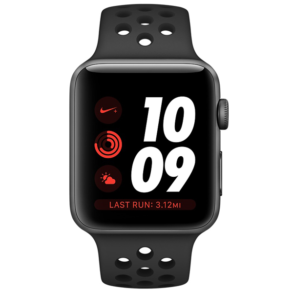 عکس ساعت اپل سری 3 نایکی پلاس جی پی اس بدنه آلومینیومی خاکستری بند خاکستری مشکی نایکی 42 میلیمتر، عکس Apple Watch Series 3 Nike+ GPS Space Gray Aluminum Case Anthracite/Black Nike Sport Band 42mm
