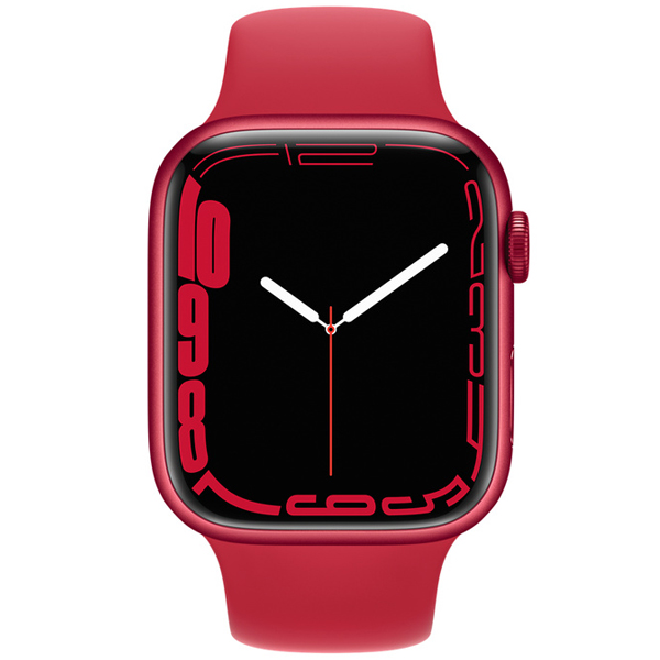 عکس ساعت اپل سری 7 جی پی اس Apple Watch Series 7 GPS Red Aluminum Case with Red Sport Band 45mm، عکس ساعت اپل سری 7 جی پی اس بدنه آلومینیومی قرمز و بند اسپرت قرمز 45 میلیمتر