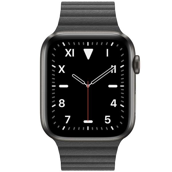 عکس ساعت اپل سری 5 ادیشن بدنه تیتانیوم مشکی و بند چرمی لوپ مشکی 40 میلیمتر، عکس Apple Watch Series 5 Edition Space Black Titanium Case with Black Leather Loop 44mm
