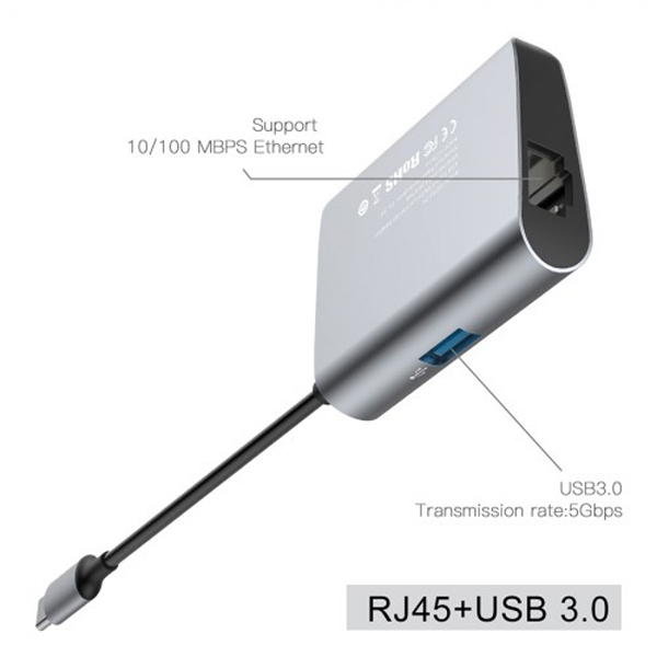 عکس Hub USB C To RJ45 And USB 3.0 Baseus B0G، عکس هاب یو اس بی سی به آر جی 45 و یو اس بی 3.0 بیسوس مدل B0G