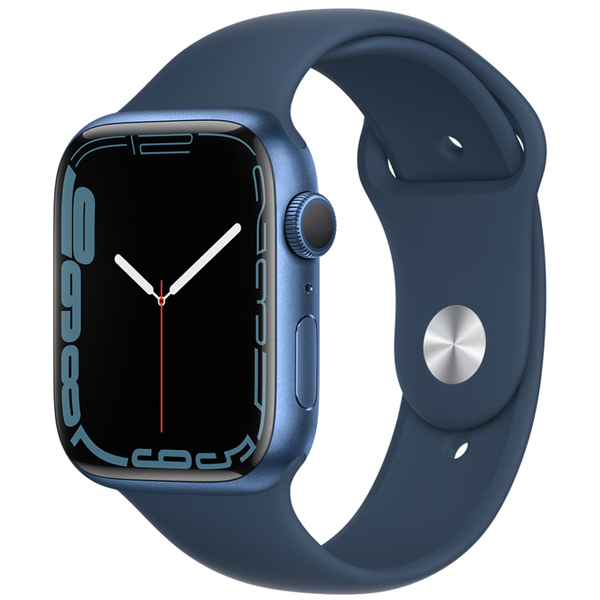 تصاویر ساعت اپل سری 7 جی پی اس بدنه آلومینیومی آبی و بند اسپرت آبی 45 میلیمتر، تصاویر Apple Watch Series 7 GPS Blue Aluminum Case with Abyss Blue Sport Band 45mm