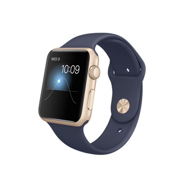 گالری ساعت اپل Apple Watch Watch Gold Aluminum Case Midnight Blue Sport Band 42mm، گالری ساعت اپل بدنه آلومینیوم طلایی بند اسپرت سرمه ای 42 میلیمتر