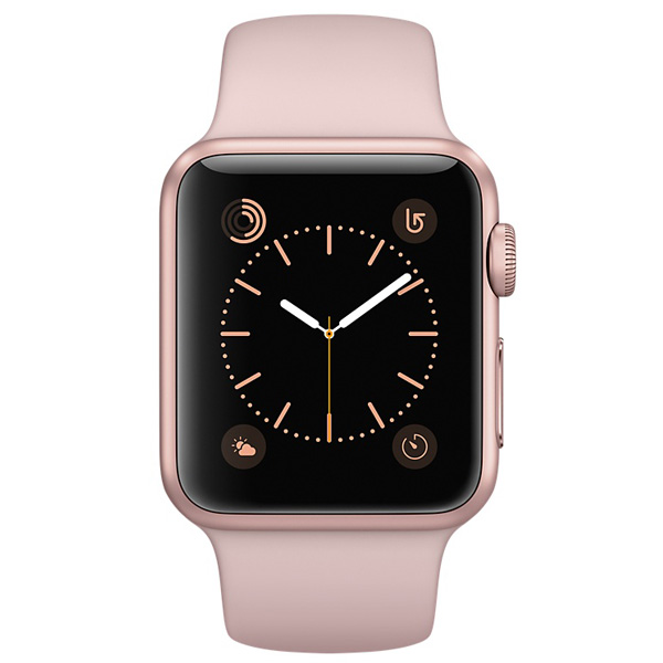 عکس ساعت اپل سری 2 بدنه آلومینیوم رز گلد و بند اسپرت صورتی 38 میلیمتر، عکس Apple Watch Series 2 Rose Gold Aluminum Case with Pink Sand Sport Band 38mm