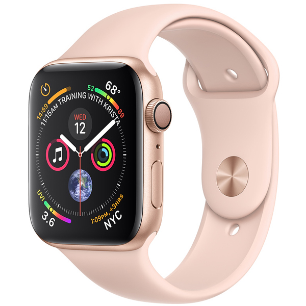 تصاویر ساعت اپل سری 4 جی پی اس بدنه آلومینیوم طلایی و بند اسپرت صورتی 44 میلیمتر، تصاویر Apple Watch Series 4 GPS Gold Aluminum Case with Pink Sand Sport Band 44mm